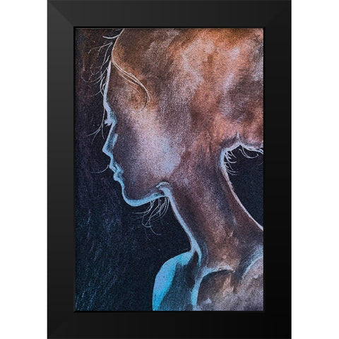 Girl In The Moonlight Black Modern Wood Framed Art Print by Debs, Emma Catherine