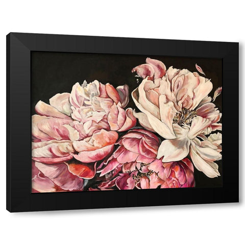 Pink Peonies Black Modern Wood Framed Art Print by Debs, Emma Catherine