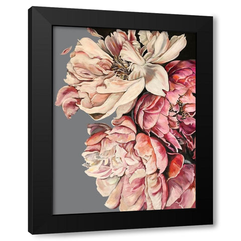 Peonies with Grey Black Modern Wood Framed Art Print by Debs, Emma Catherine