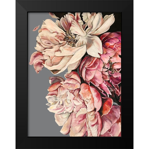Peonies with Grey Black Modern Wood Framed Art Print by Debs, Emma Catherine