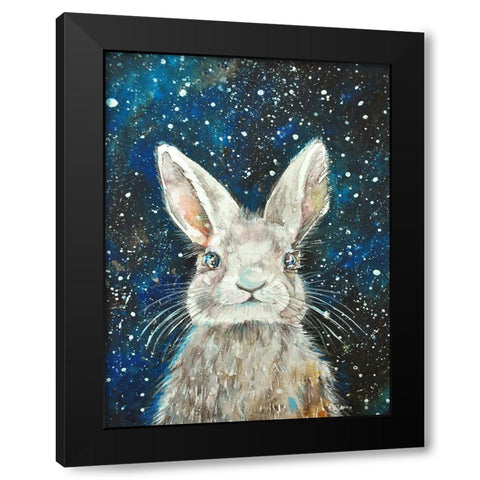 Rabbit Black Modern Wood Framed Art Print with Double Matting by Debs, Emma Catherine