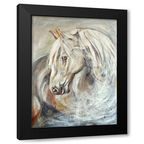 Horse Black Modern Wood Framed Art Print with Double Matting by Debs, Emma Catherine