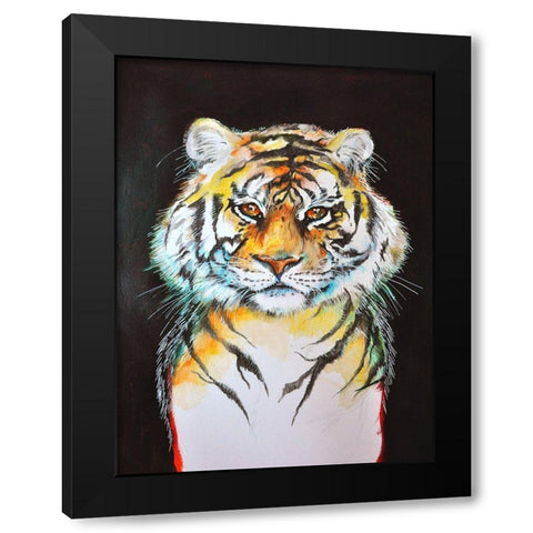 Tiger Black Modern Wood Framed Art Print with Double Matting by Debs, Emma Catherine