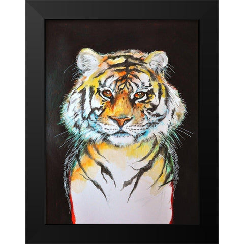 Tiger Black Modern Wood Framed Art Print by Debs, Emma Catherine
