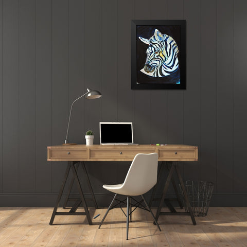 Zebra Black Modern Wood Framed Art Print by Debs, Emma Catherine