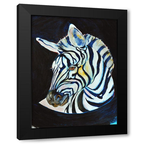 Zebra Black Modern Wood Framed Art Print with Double Matting by Debs, Emma Catherine