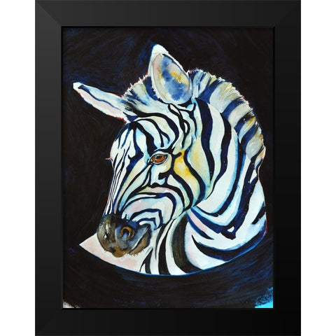 Zebra Black Modern Wood Framed Art Print by Debs, Emma Catherine