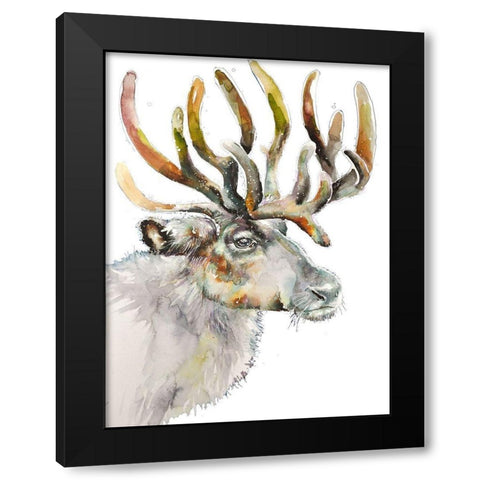 Moose on White Black Modern Wood Framed Art Print by Debs, Emma Catherine