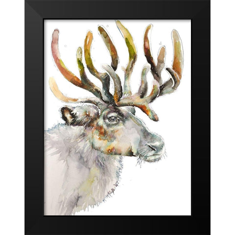 Moose on White Black Modern Wood Framed Art Print by Debs, Emma Catherine
