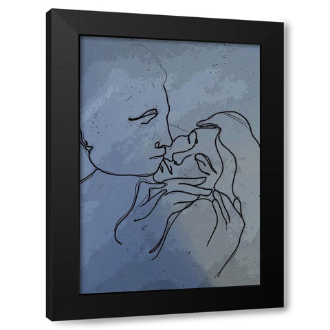 A Kiss 1 Black Modern Wood Framed Art Print with Double Matting by Debs, Emma Catherine