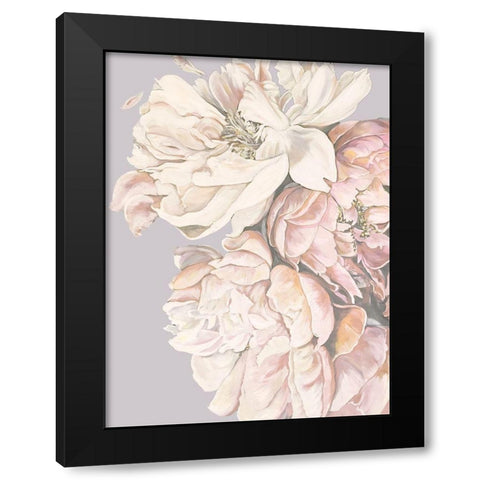 Soft Peonies Black Modern Wood Framed Art Print by Debs, Emma Catherine