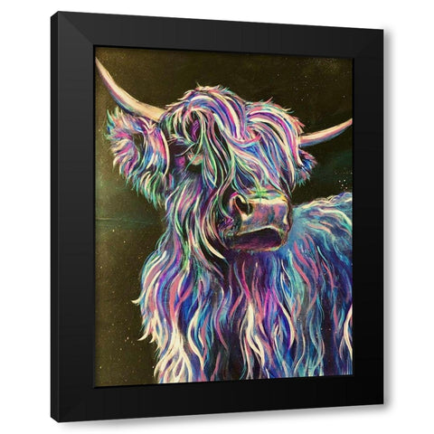 Highland Cow Black Modern Wood Framed Art Print with Double Matting by Debs, Emma Catherine