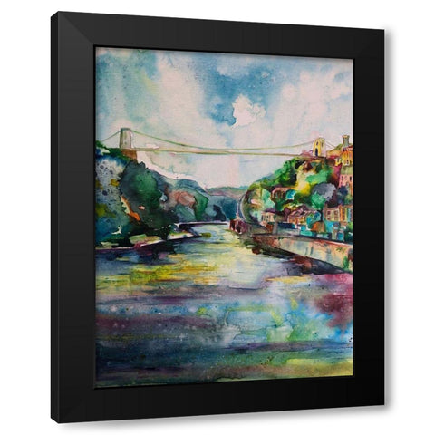 Suspension Bridge Black Modern Wood Framed Art Print by Debs, Emma Catherine