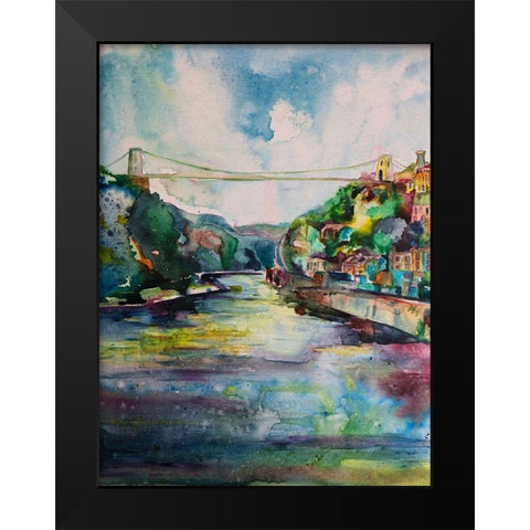 Suspension Bridge Black Modern Wood Framed Art Print by Debs, Emma Catherine
