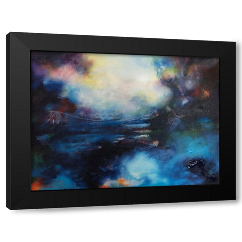 Blue Bridge Black Modern Wood Framed Art Print with Double Matting by Debs, Emma Catherine