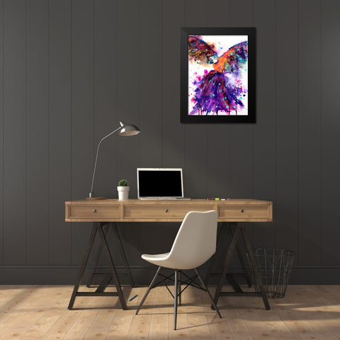 Parrot Black Modern Wood Framed Art Print by Debs, Emma Catherine