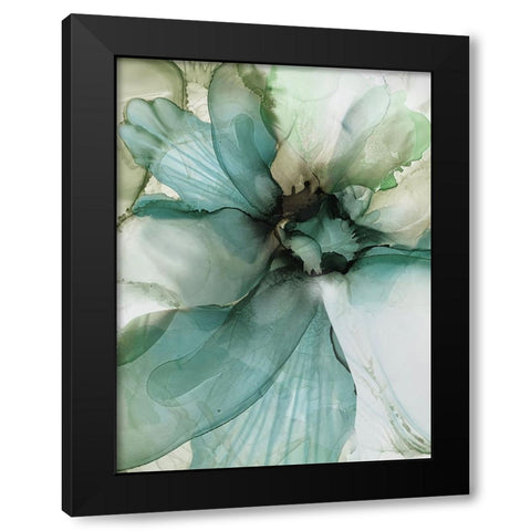 Sage And Teal Flowers 2 Black Modern Wood Framed Art Print by Debs, Emma Catherine