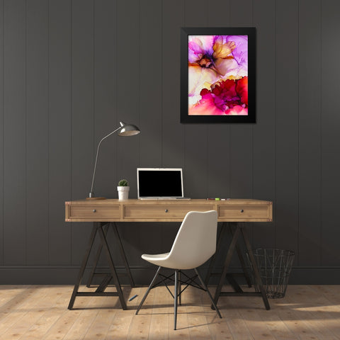 Vibrant Pink Flowers Black Modern Wood Framed Art Print by Debs, Emma Catherine