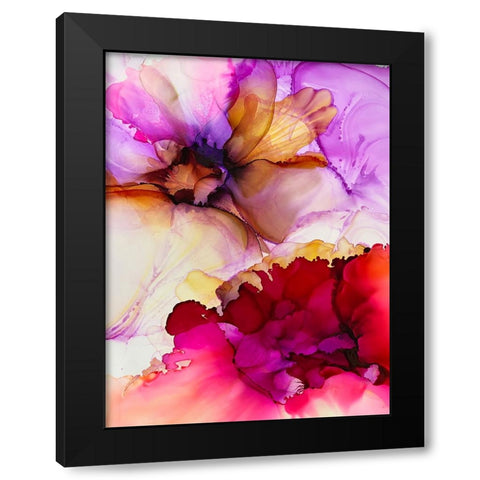 Vibrant Pink Flowers Black Modern Wood Framed Art Print by Debs, Emma Catherine