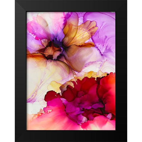 Vibrant Pink Flowers Black Modern Wood Framed Art Print by Debs, Emma Catherine