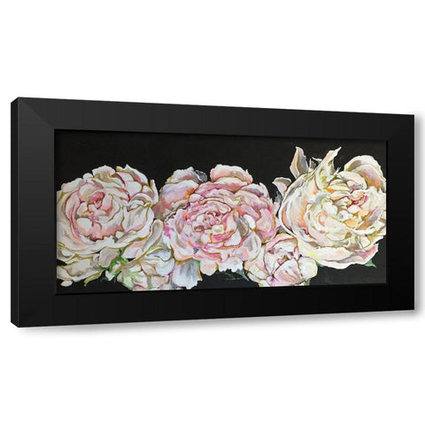 Line of peonies Black Modern Wood Framed Art Print with Double Matting by Debs, Emma Catherine