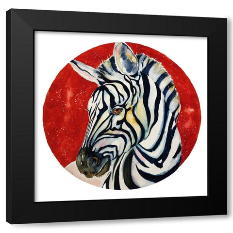 Zebra Watercolor 1 Black Modern Wood Framed Art Print by Debs, Emma Catherine