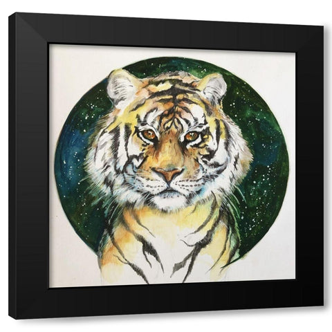 A Tiger Black Modern Wood Framed Art Print by Debs, Emma Catherine