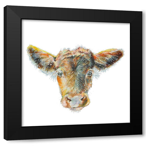Heifer on White Black Modern Wood Framed Art Print by Debs, Emma Catherine