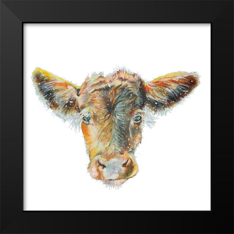 Heifer on White Black Modern Wood Framed Art Print by Debs, Emma Catherine