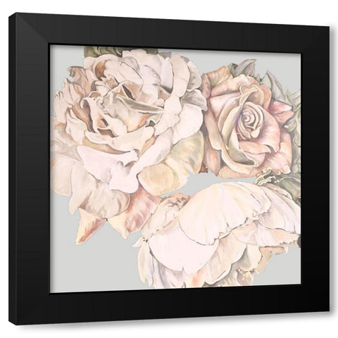 Soft Rose Bunch Black Modern Wood Framed Art Print with Double Matting by Debs, Emma Catherine