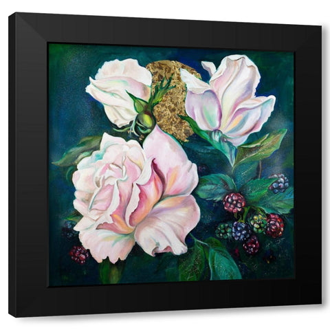 Roses Black Modern Wood Framed Art Print with Double Matting by Debs, Emma Catherine
