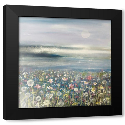 Flowers And Sea 2 Black Modern Wood Framed Art Print with Double Matting by Debs, Emma Catherine