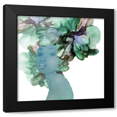Flower Girl Black Modern Wood Framed Art Print by Debs, Emma Catherine