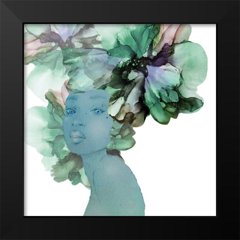 Flower Girl Black Modern Wood Framed Art Print by Debs, Emma Catherine