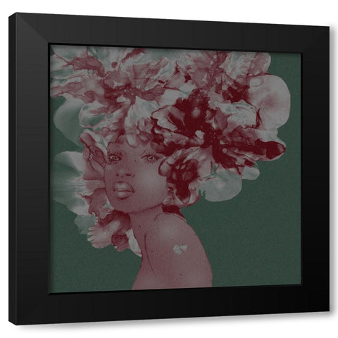 Flower Girl With Heart 1 V2 Black Modern Wood Framed Art Print with Double Matting by Debs, Emma Catherine
