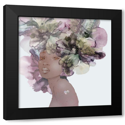 Flower Girl With Heart 1 Black Modern Wood Framed Art Print by Debs, Emma Catherine