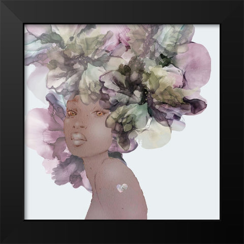 Flower Girl With Heart 1 Black Modern Wood Framed Art Print by Debs, Emma Catherine