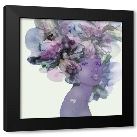 Flower Girl With Heart 1 V3 Black Modern Wood Framed Art Print by Debs, Emma Catherine