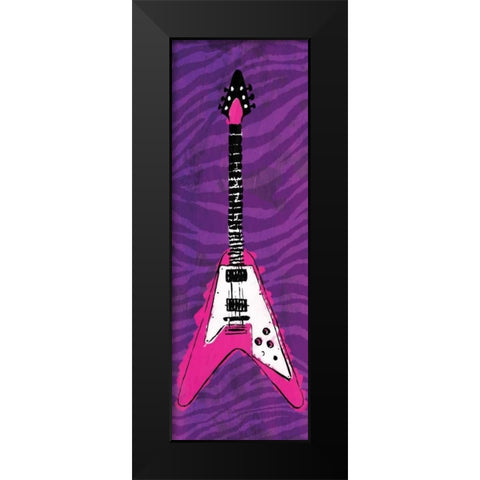 Girl Electric Guitar Black Modern Wood Framed Art Print by Rodriquez Jr, Enrique
