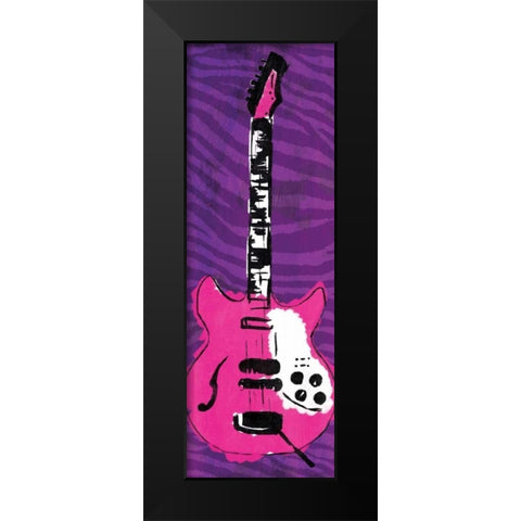 Girl Electric Guitar Mate Black Modern Wood Framed Art Print by Rodriquez Jr, Enrique