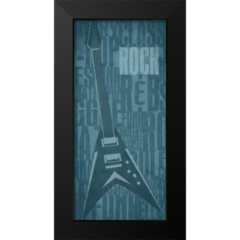 Rock Black Modern Wood Framed Art Print by Rodriquez Jr, Enrique