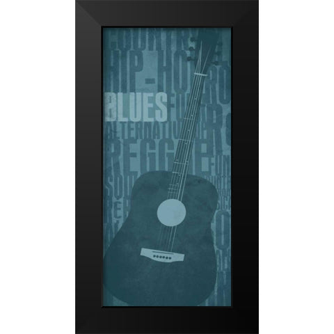 Blues Black Modern Wood Framed Art Print by Rodriquez Jr, Enrique