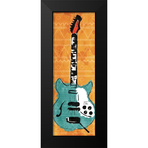 Aztec Guitar Black Modern Wood Framed Art Print by Rodriquez Jr, Enrique