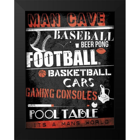 ManCave Sports Black Modern Wood Framed Art Print by Rodriquez Jr, Enrique