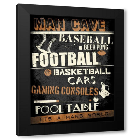 Mans World Black Modern Wood Framed Art Print with Double Matting by Rodriquez Jr, Enrique