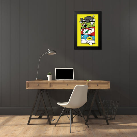 Robot Black Modern Wood Framed Art Print by Rodriquez Jr, Enrique