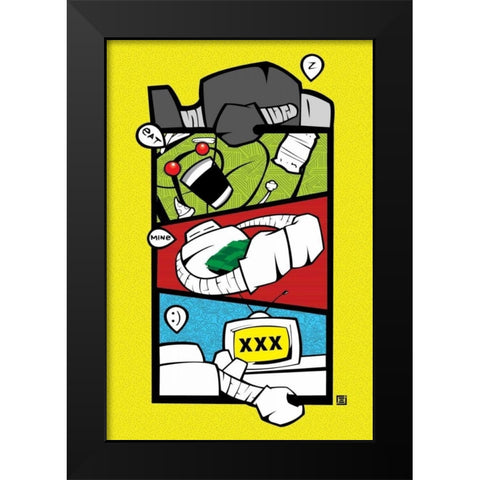 Robot Black Modern Wood Framed Art Print by Rodriquez Jr, Enrique