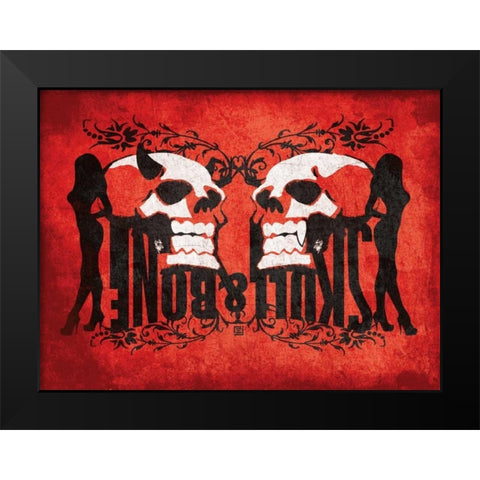 Skull and Bones Black Modern Wood Framed Art Print by Rodriquez Jr, Enrique