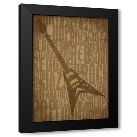 Guitars Type D Black Modern Wood Framed Art Print with Double Matting by Rodriquez Jr, Enrique
