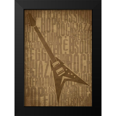 Guitars Type D Black Modern Wood Framed Art Print by Rodriquez Jr, Enrique